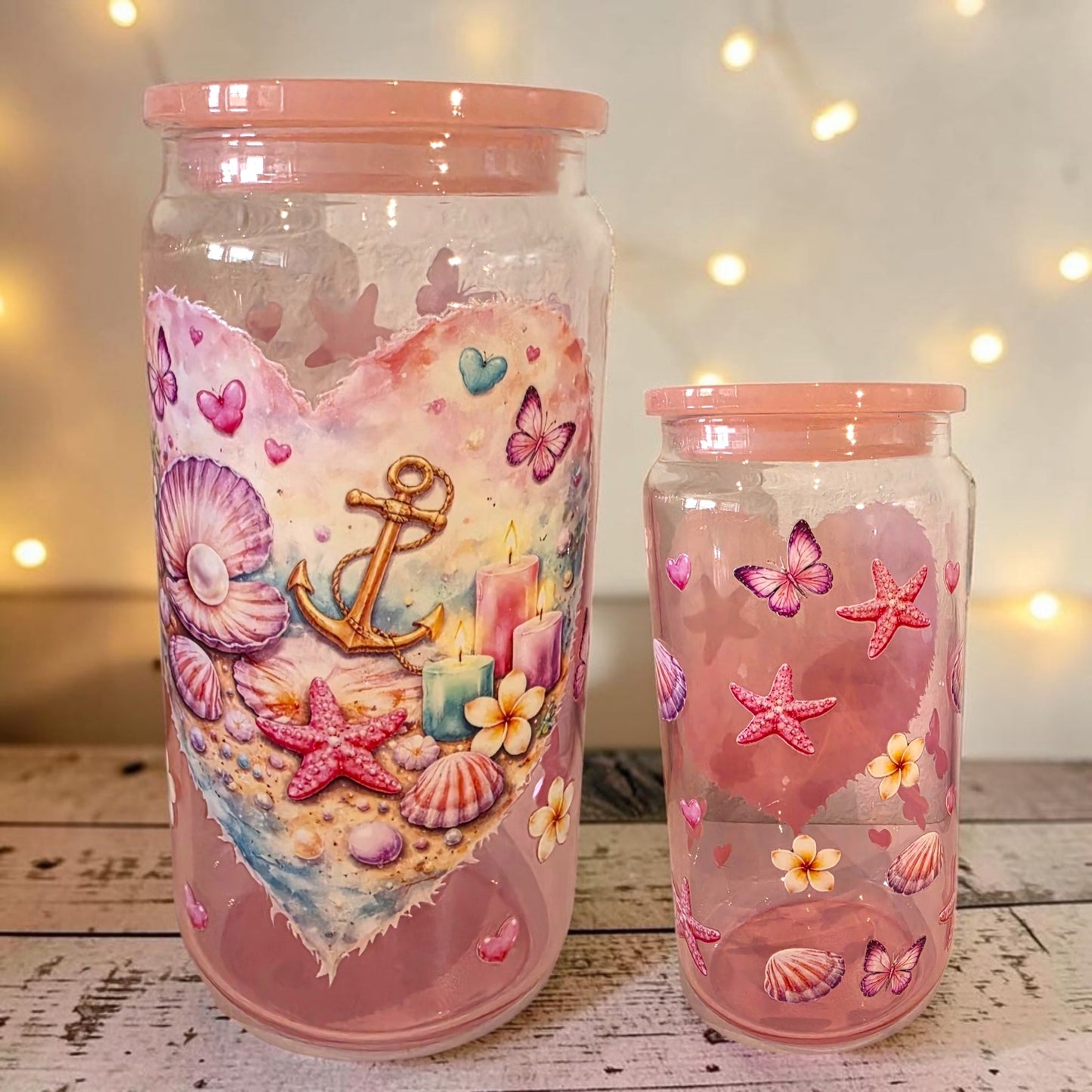 Glas rosa Strandherz❤️