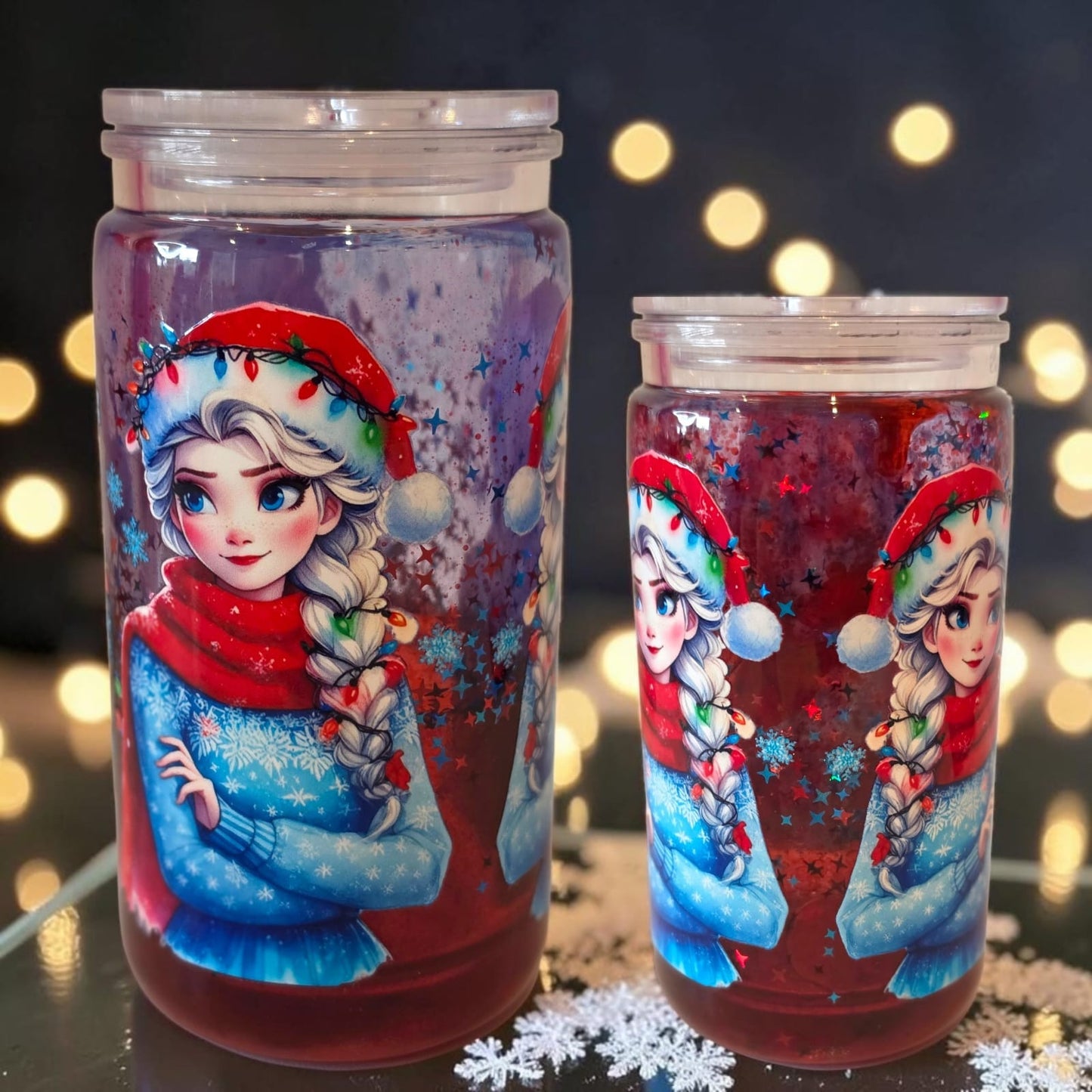 Glitzerbecher Elsa Weihnachten Lava Art