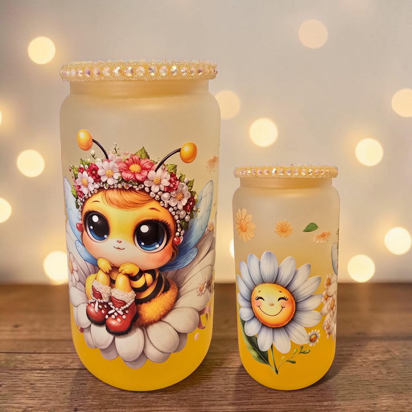 Motiv Glas mit Glitzerdeckel