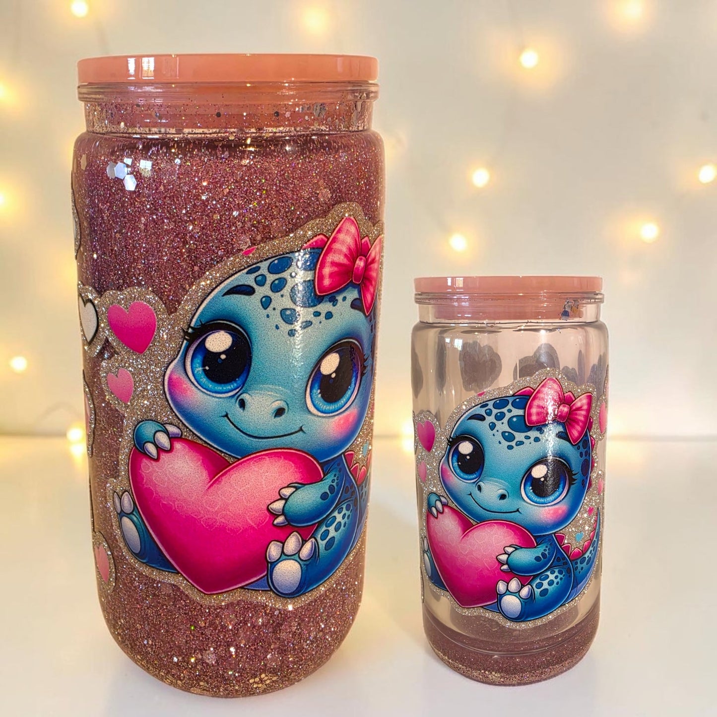 Glitzerbecher Rosa/Silber