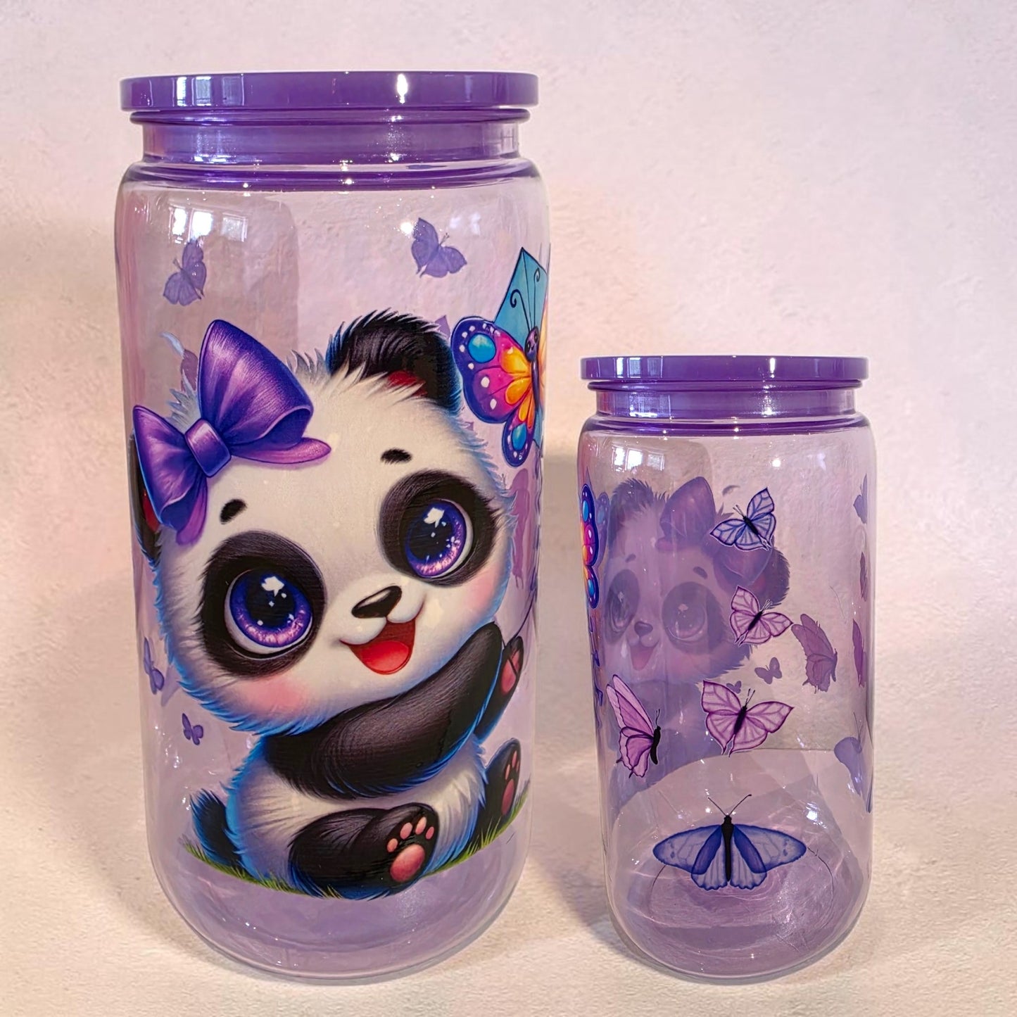 Kunststoffbecher Panda lila