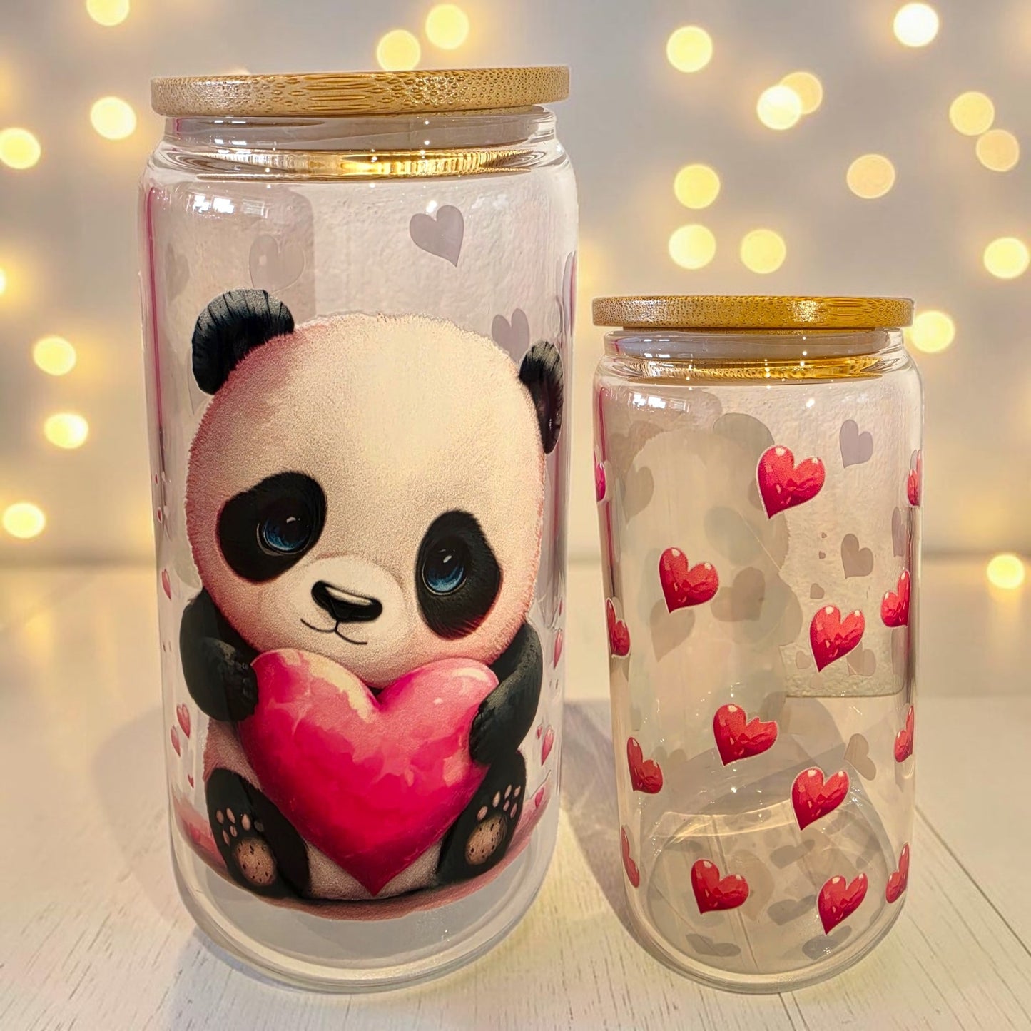 Glas Panda Herz