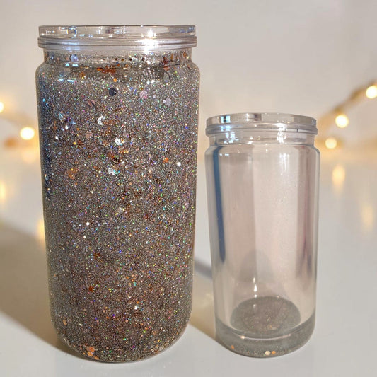 Glitzerbecher Silber/Gold