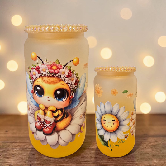 Motiv Glas mit Glitzerdeckel