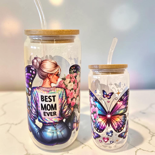 Glas Muttertag Schmetterling