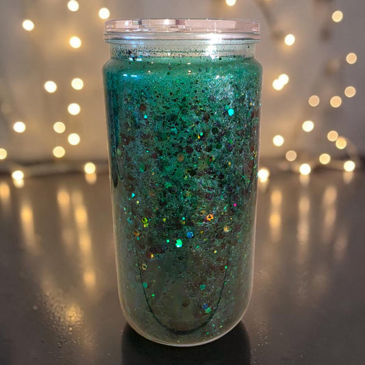Glitzerbecher Dunkelgrün/Schwarz